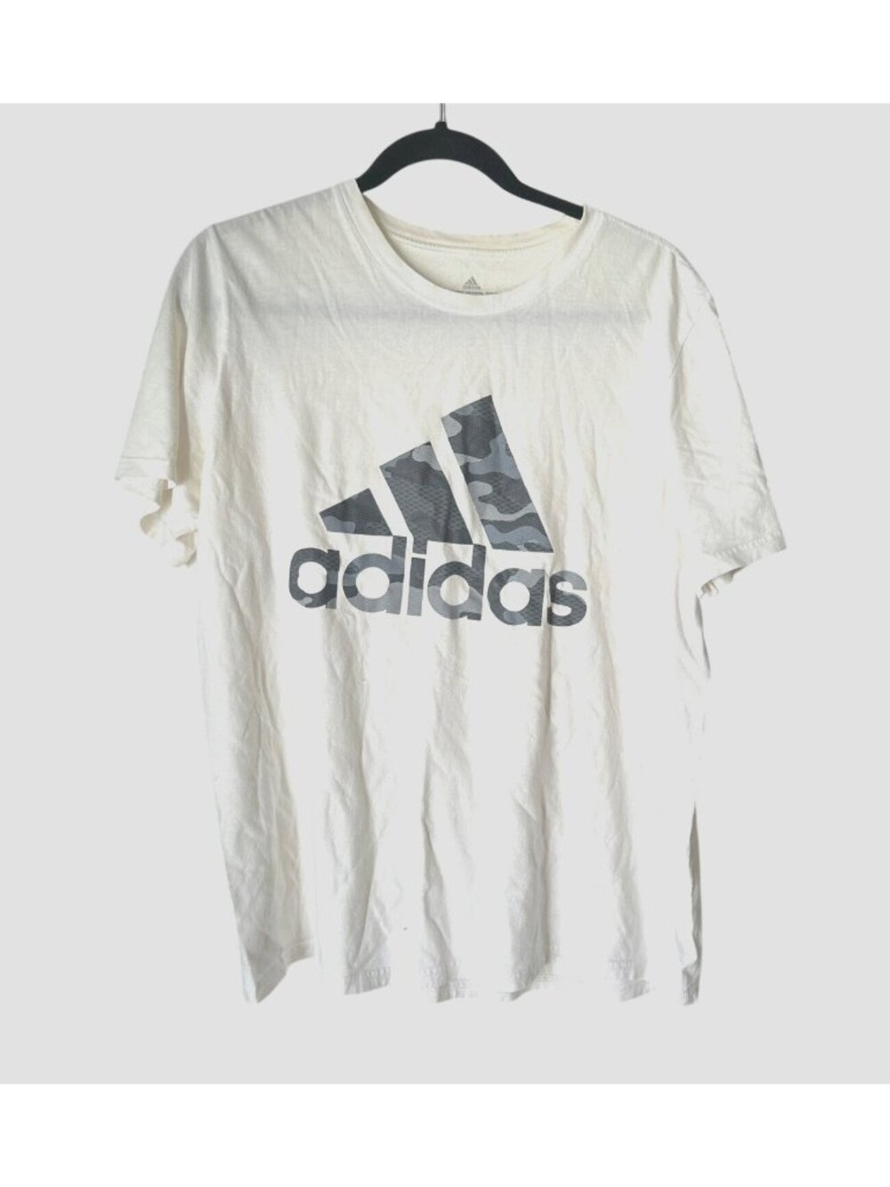 Adidas Mens Amplifier Tee White Camouflage Logo T-Shirt Size L Cotton & Polyeste